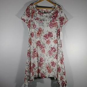 NWT Signature by Robbie Bee pink/white dress Sz L